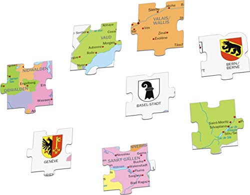 Larsen K43 Mapa político de Suiza, edición en Multilingüe (Alemán/Francés/Italiano), Puzzle de Marco con 70 Piezas