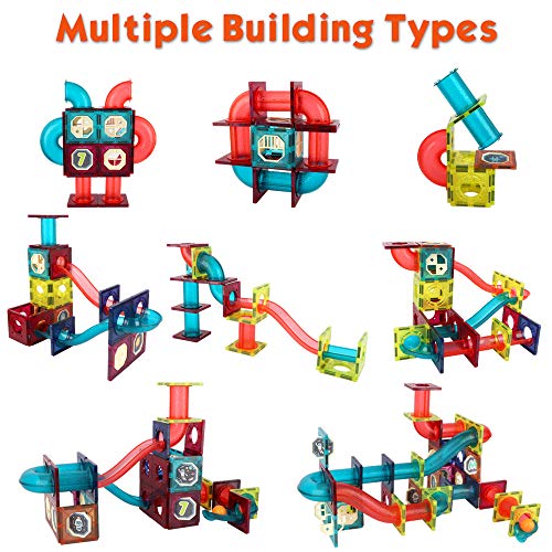 LBLA Pista de Canicas Juguete Marble Run Juego Canicas Circuito,Juego de Construcción de Circuito,Circuito de Bolas Bloques Magnéticos,Juguetes Educativo para Niños