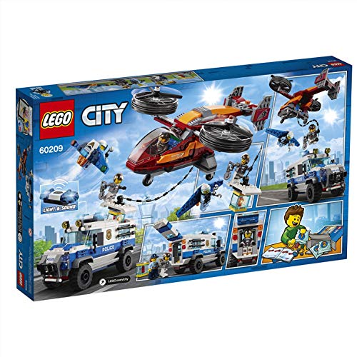 LEGO City - Police Policía Aérea: Robo del Diamante, juguete divertido y creativo de construcción con vehículos, luces y sonido (60209)