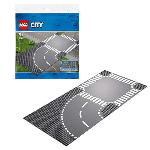 LEGO City Suplementario - Curvas y Cruce, juguete de pista de carretera complementario para tu ciudad LEGO (60237)