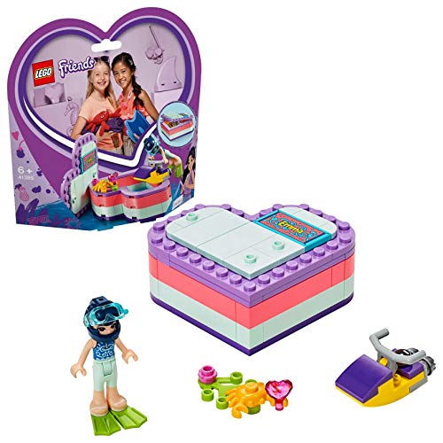 LEGO Friends - Caja Corazón de Verano de Emma, Juguete con Mini Muñeca de Construcción para Niñas y Niños a Partir de 6 Años, Incluye Figura de Cangrejo (41385)