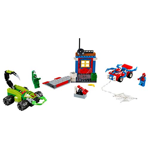 LEGO Juniors - Spider-Man VS Escorpión: Batalla Callejera, Juguete de Super Héroes con Coches para Crear y Construir, Incluye Minifiguras y Accesorios (10754)