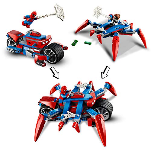 LEGO Super Heroes - Spider-Man vs. Doc Ock, Juguete de Construcción 2 en 1 del Universo Marvel, Incluye una Moto y Minifigura de Spider-girl (76148)