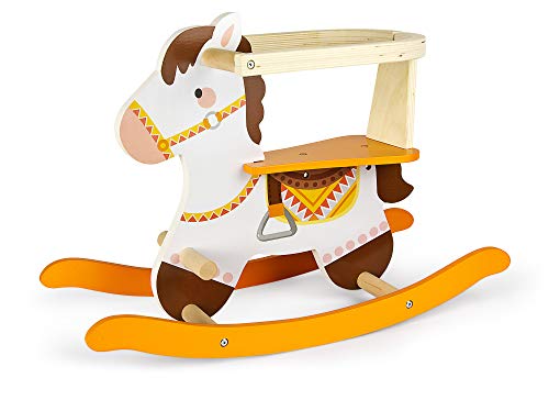 Leomark Caballo balancín de Madera - Mecedora de Juguete para Niños Bebé, con Anillo Protector (Frank)