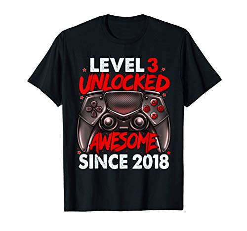 Level 3 Unlocked Awesome Since 2018 3rd Birthday Gaming Camiseta