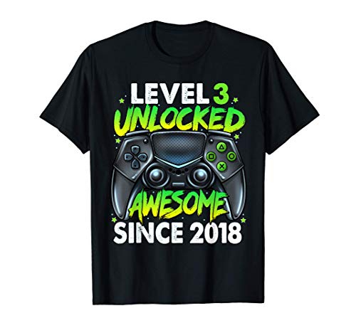 Level 3 Unlocked Awesome Since 2018 3rd Birthday Gaming Camiseta