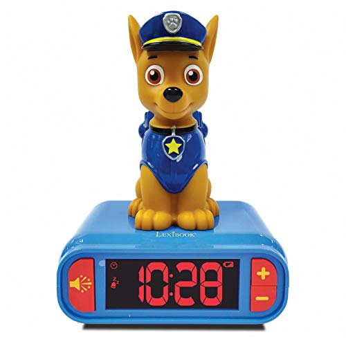 LEXIBOOK integrada-RL800PA Reloj Despertador La Patrulla Canina de Chase con Pantalla LCD Digital y luz de Noche integrada-Azul/Rojo, Color