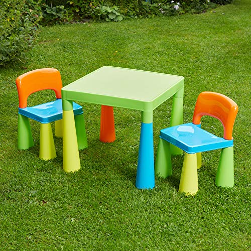 Liberty House Toys Children's Table with 2 Chairs Mesa Infantil de plástico con 2 sillas, Azul, 45.5cm H x 50.8cm W x 50.8cm D