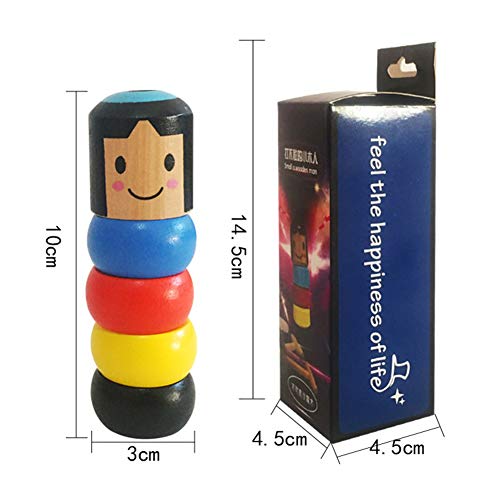 LICHENGTAI Juguete mágico de Hombre de Madera irrompible, Little Wooden Man Magic Toy, Accesorios mágicos Daruma inmortales, 2020 Divertido Juguete mágico de Madera para Regalo de niños