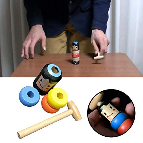 LICHENGTAI Juguete mágico de Hombre de Madera irrompible, Little Wooden Man Magic Toy, Accesorios mágicos Daruma inmortales, 2020 Divertido Juguete mágico de Madera para Regalo de niños