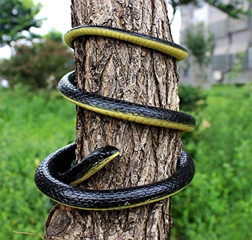 Liuer 130cm Serpiente Realista,Serpiente Goma Suave Juguete De Inicio Jardin Truco Broma De Halloween Prop,Serpiente Falso Simulado del Mundo Zoológico Mantienen los Pájaros Alejados