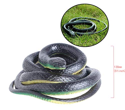 Liuer 130cm Serpiente Realista,Serpiente Goma Suave Juguete De Inicio Jardin Truco Broma De Halloween Prop,Serpiente Falso Simulado del Mundo Zoológico Mantienen los Pájaros Alejados