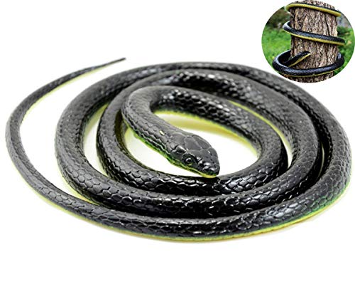 Liuer 130cm Serpiente Realista,Serpiente Goma Suave Juguete De Inicio Jardin Truco Broma De Halloween Prop,Serpiente Falso Simulado del Mundo Zoológico Mantienen los Pájaros Alejados