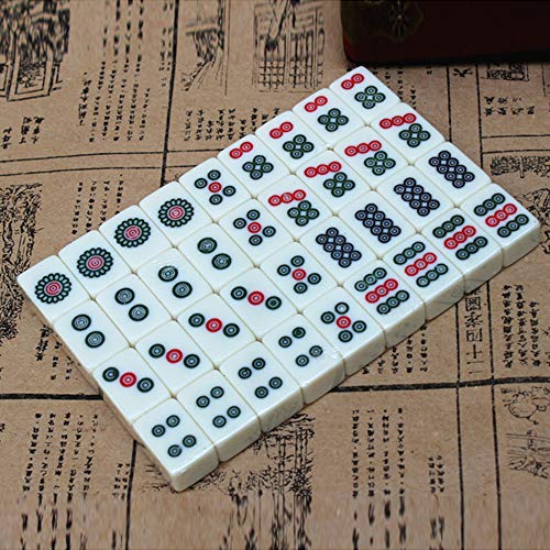 Lixada Mahjong Box Retro Portátil Mah-Jong Chino Mahjong Numerado Set 144 Azulejos Mah-Jong Set Juguete Chino Portátil con Caja Tablero Juego de Mesa