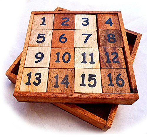 LOGICA GIOCHI Art. Puzzle 15+16 - Slide Puzzle - Juego del 15 - 2 Retos en 1 - Rompecabezas Deslizante de Madera