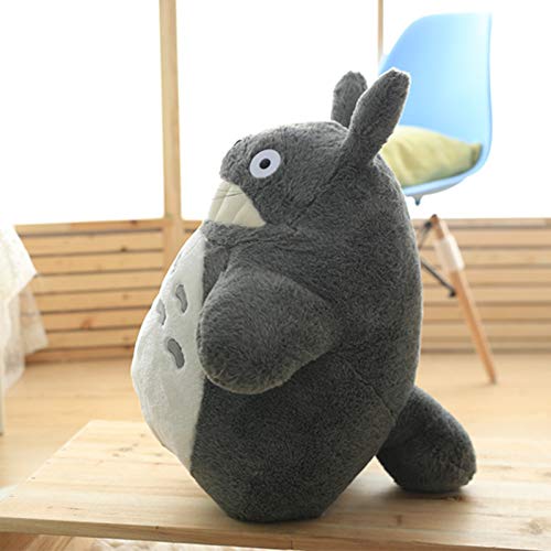 LONG-M 30-70Cm Kawaii Mi Vecino Totoro Juguetes de Peluche Suave Personaje de Anime Totoro Muñeca con Hoja de Dientes Juguetes para Niños,30cm