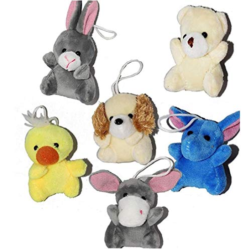 lujiaoshout 24 Paquete Mini Party Animal de Juguete Lindo Animales de Peluche Llavero de Juguete de Felpa Bolsa Agregados para niños