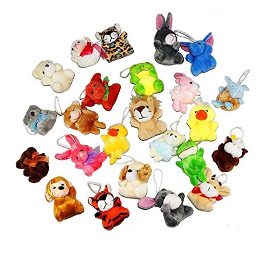 lujiaoshout 24 Paquete Mini Party Animal de Juguete Lindo Animales de Peluche Llavero de Juguete de Felpa Bolsa Agregados para niños