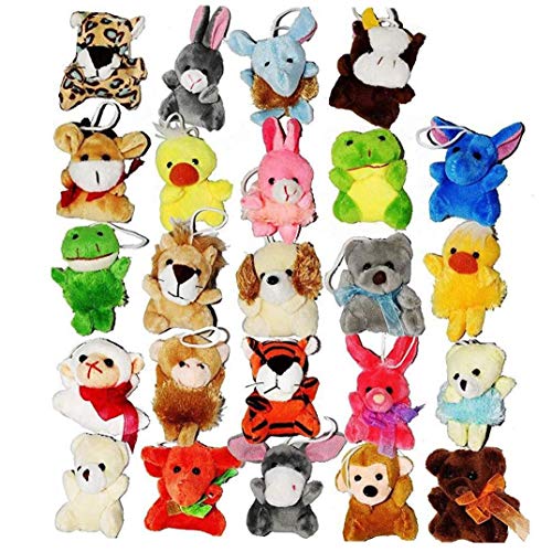 lujiaoshout 24 Paquete Mini Party Animal de Juguete Lindo Animales de Peluche Llavero de Juguete de Felpa Bolsa Agregados para niños