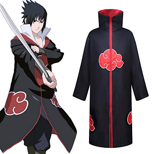 LUOWAN Capa de Akatsuki Itachi,Anime Naruto Akatsuki Uchiha Itachi Shuriken Frente Diadema Accesorios Trajes Cosplay Accesorios… (XXS)