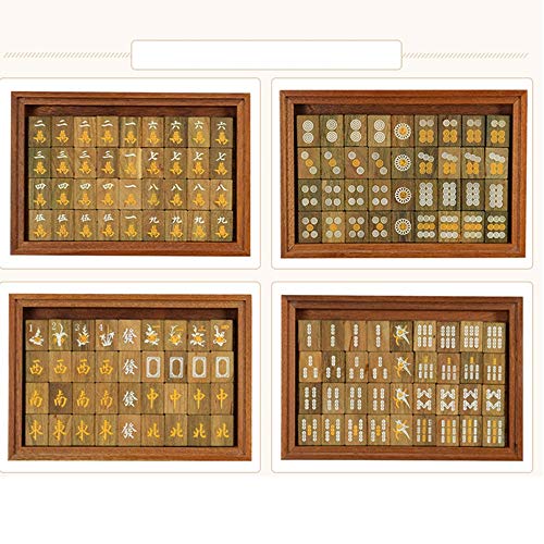 Lwieui Mahjong Conjunto de Mahjong 146 Azulejos tamaño pequeño Mah-Jong Mah Jong con el Caso del Juego Tradicional Mah Jong (Color : Verde, Size : 23X17X12MM)