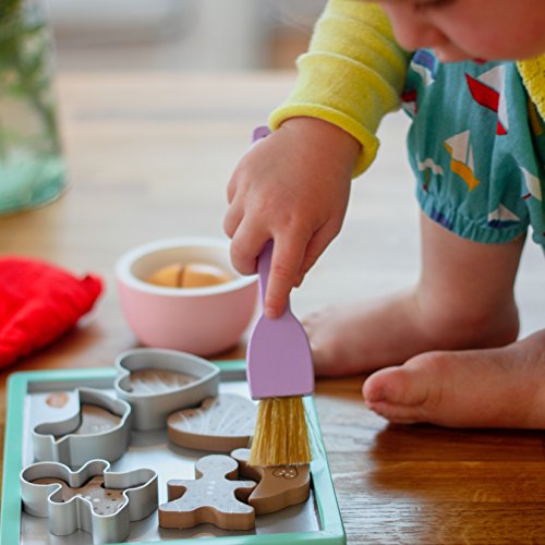 Madera hornear galletas Conjunto, con cocina guante rojo, 20 piezas entre sartén, bol grande, cuenco, pin, espátula, cepillo, guante de cocina, cortadores de galletas, galletas, dos huevos