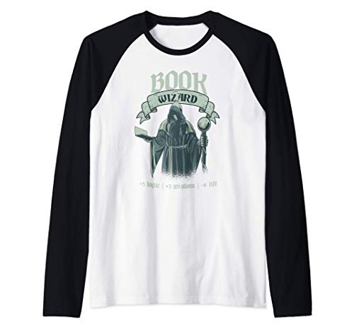 mago de libros - personaje del juego de rol Camiseta Manga Raglan