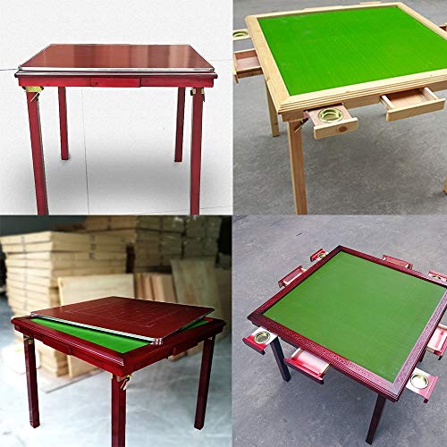 Mahjong Game Table Tarjeta Plegable Mesa de Comedor Mahjong Poker Dominó Ligera Plaza China de Estilo japonés 4 Patas de Mesa Majiang (Color : Red with Ashtray, tamaño : Metro)