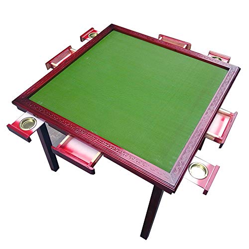 Mahjong Game Table Tarjeta Plegable Mesa de Comedor Mahjong Poker Dominó Ligera Plaza China de Estilo japonés 4 Patas de Mesa Majiang (Color : Red with Ashtray, tamaño : Metro)