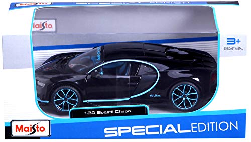 Maisto Bugatti Chiron 531514BK - Maqueta de Coche a Escala 1:24, Puertas móviles, 19 cm, Color Gris