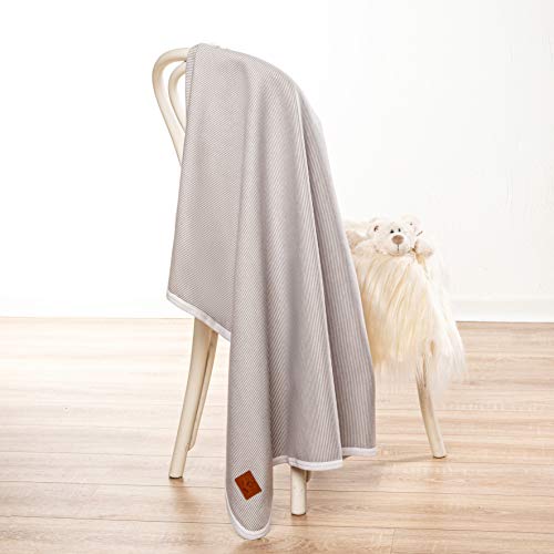 Manta para bebé mimaDu, 100% algodón OEKO-TEX, manta de cuna – suave y ligera – regalo ideal para recién nacido, bautizo, nacimiento, babyshower, niños y niñas (gris y blanca)