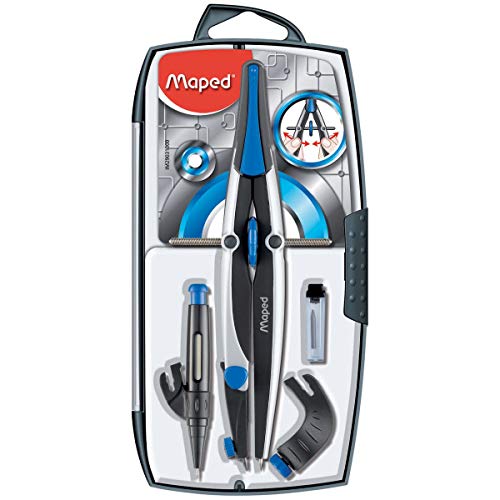 Maped 290310 - Compas, bigotera, Negro, Azul, Transparente, 4 Piece Set