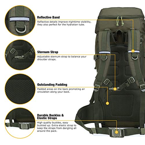 Mardingtop 50L/60L Mochila Táctica Militar Mochilas de Asalto MOLLE de Gran Capacidad Bolsa de Emergencia para Montañismo, Senderismo, Acampada, Caza y Actividad al Aire Libre (Army)