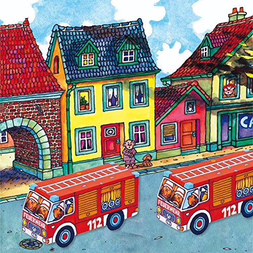 Mauder Verlag 10231 - Juego de 8 manualidades de camión de bomberos, para fiesta y cumpleaños infantil