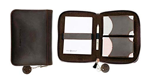 Melia Games Playing Cards Set Deluxe - Estuches para Barajas de Cartas - Juego de Naipes Cuero Hecho a Mano (Crazy Dark Brown)