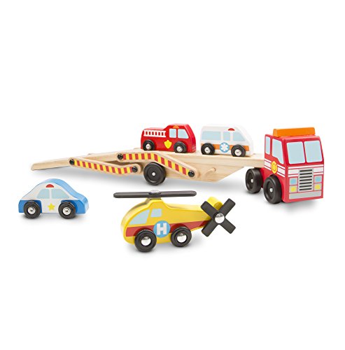 Melissa & Doug- Cars & Trucks Juguete Portavehículos de Emergencia, 3+ Años, Multicolor (14610)