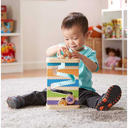 Melissa & Doug- First Play Wooden Safari Zig-Zag Tower Torre con Piezas Rodantes, Multicolor (30125) , color/modelo surtido