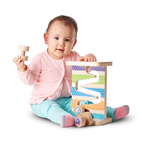 Melissa & Doug- First Play Wooden Safari Zig-Zag Tower Torre con Piezas Rodantes, Multicolor (30125) , color/modelo surtido