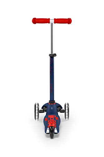 Micro® Mini Deluxe LED, Original Design 2-5 Años, Peso 1,95kg, Carga Máx 50Kg, Altura 48-68 cm, Patinete 3 Ruedas con iluminación LED, Rodamientos ABEC9, Plataforma Antideslizante (Navy Blue)