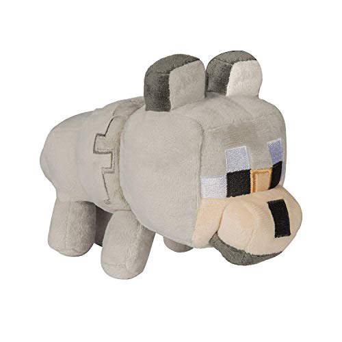 Minecraft Minecraft-JX8138 Peluche Happy Explorer Untamed Wolf, Color Grey/Grau (Jinx Inc. 8138)