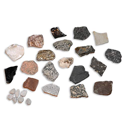 MINERALES Y FOSILES NANO Colección de 20 Rocas Premium en Caja de Madera Natural - Rocas Reales educativas de Gran tamaño con Hoja de descripción. Kit Geología para niños