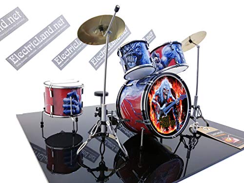Mini Drum Kit Iron Maiden Fear of The Dark álbum tribute miniature rock 25 cm modelo escala 1:4 collectible box set batería maqueta de colección