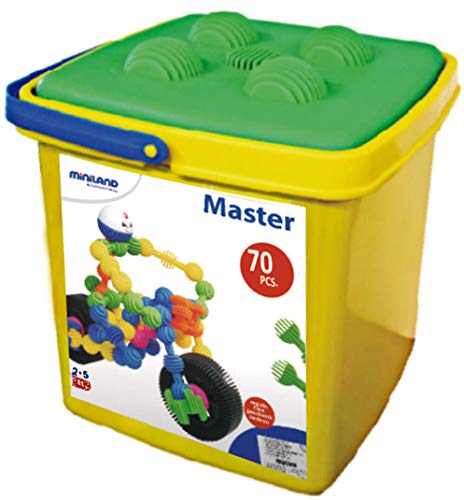 Miniland- Interstar Master 70PC Juego de Encaje, Multicolor, Piezas de 8,5cm (94025)