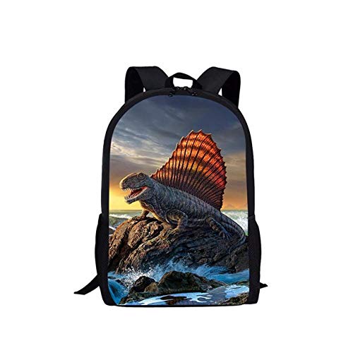 Moda 3D Dinosaur Beach Reef Print Mochila Escolar Ocio Niños Cool School Bag A