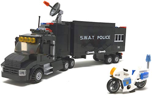 Modbrix Bloques de construcción para camiones SEK Policía Truck Incluye minifiguras y armas SWAT