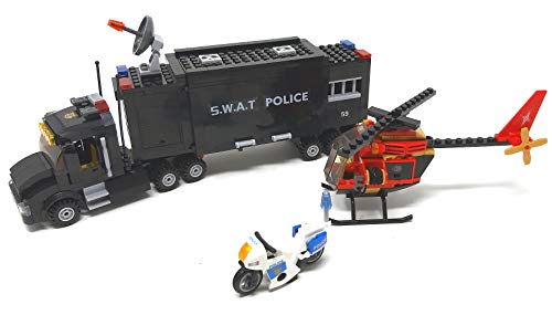 Modbrix Bloques de construcción para camiones SEK Policía Truck Incluye minifiguras y armas SWAT