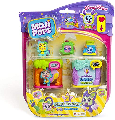 MojiPops Party - Blister Club Room con 4 figuras MojiPops (1 Glitter)