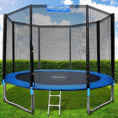 Monzana Trampolin Cama elástica Ø305cm Set Completo Incl.Red de Seguridad y Cubierta Juego Exterior niños Adultos Deporte