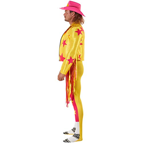 Morph Disfraz Oficial de Halloween Adultos de Macho Man Randy Savage de la WWE, Color Amarillo, Talla XL