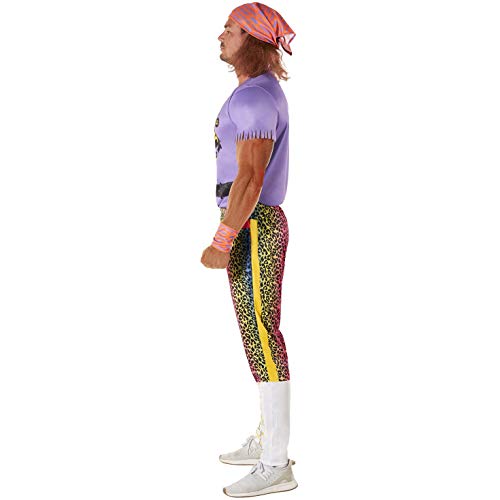 Morph Disfraz Oficial de Halloween Adultos de Macho Man Randy Savage de la WWE, Color Morado, Talla XL